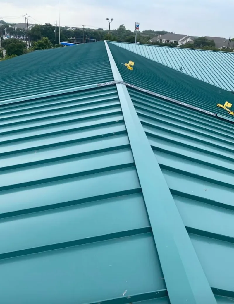 Green commercial metal roof ridge and valley for Metal Roof Repair in Glassmanor